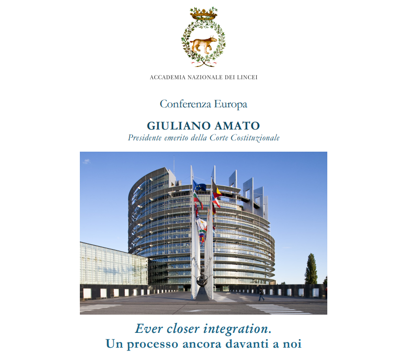 Conferenza di Giuliano Amato: ever closer integration